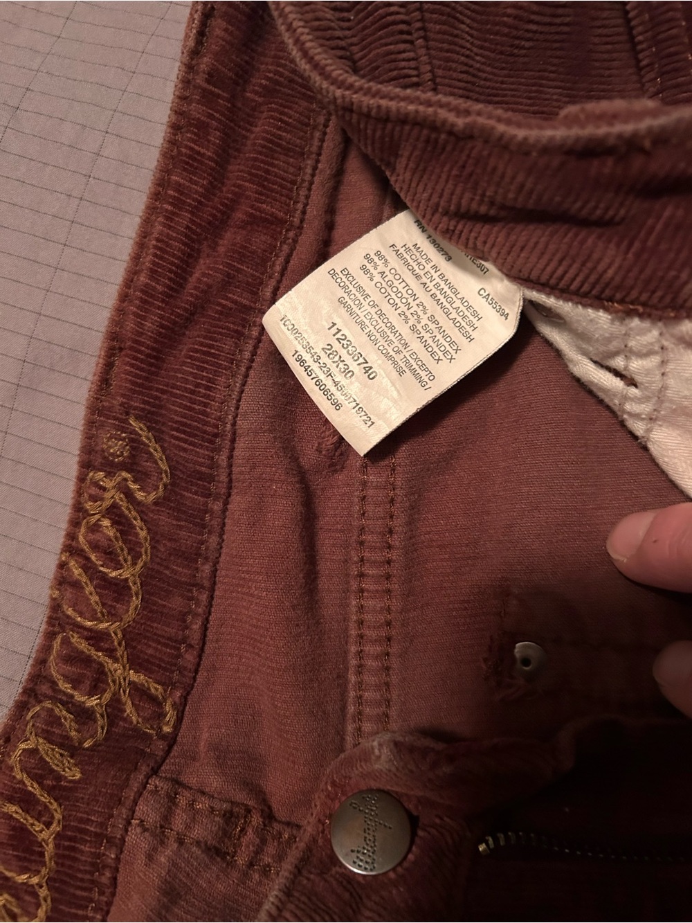 Wrangler Women’s Corduroy Straight Jeans - Chestnut Brown - Picture 4 of 4